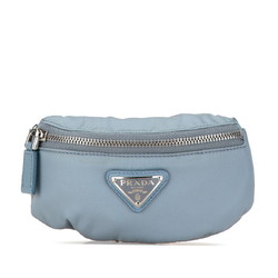 Prada Triangle Plate Wrist Pouch 1TT095 Blue Nylon Women's PRADA