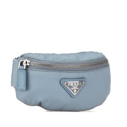 Prada Triangle Plate Wrist Pouch 1TT095 Blue Nylon Women's PRADA