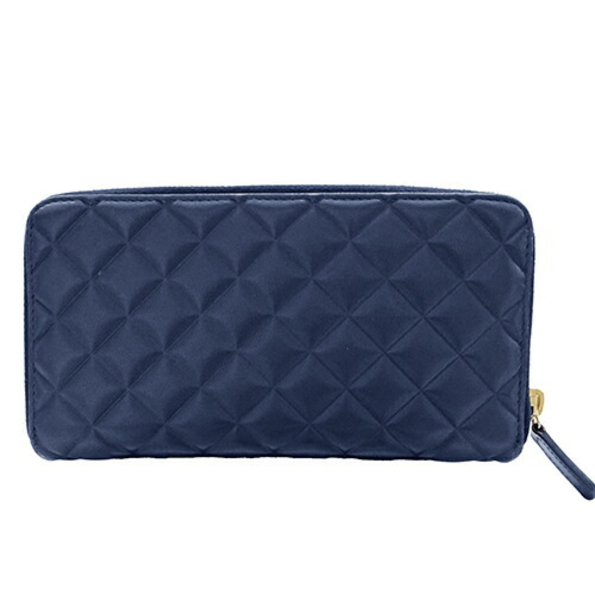 CHANEL Wallet Matelasse Women's Men's Long Lambskin Navy Round