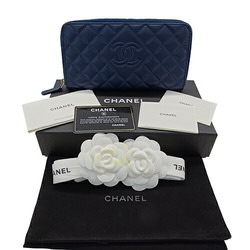 CHANEL Wallet Matelasse Women's Men's Long Lambskin Navy Round