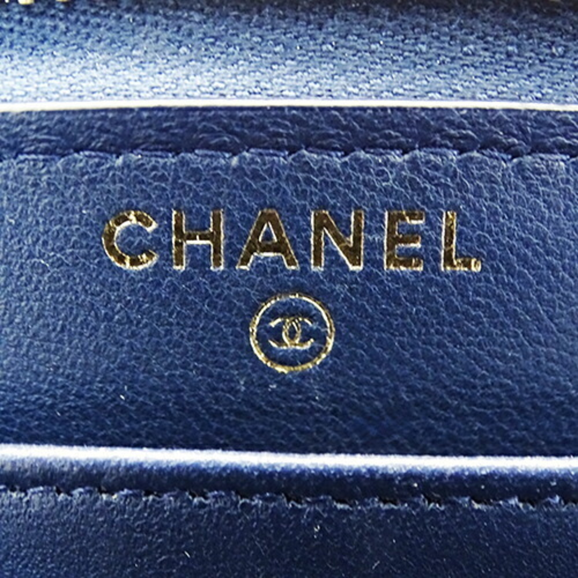 CHANEL Wallet Matelasse Women's Men's Long Lambskin Navy Round