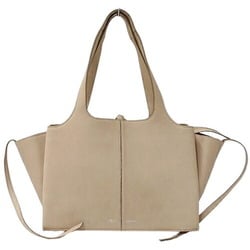 CELINE Women's Tote Bag Shoulder Leather Trifold Beige