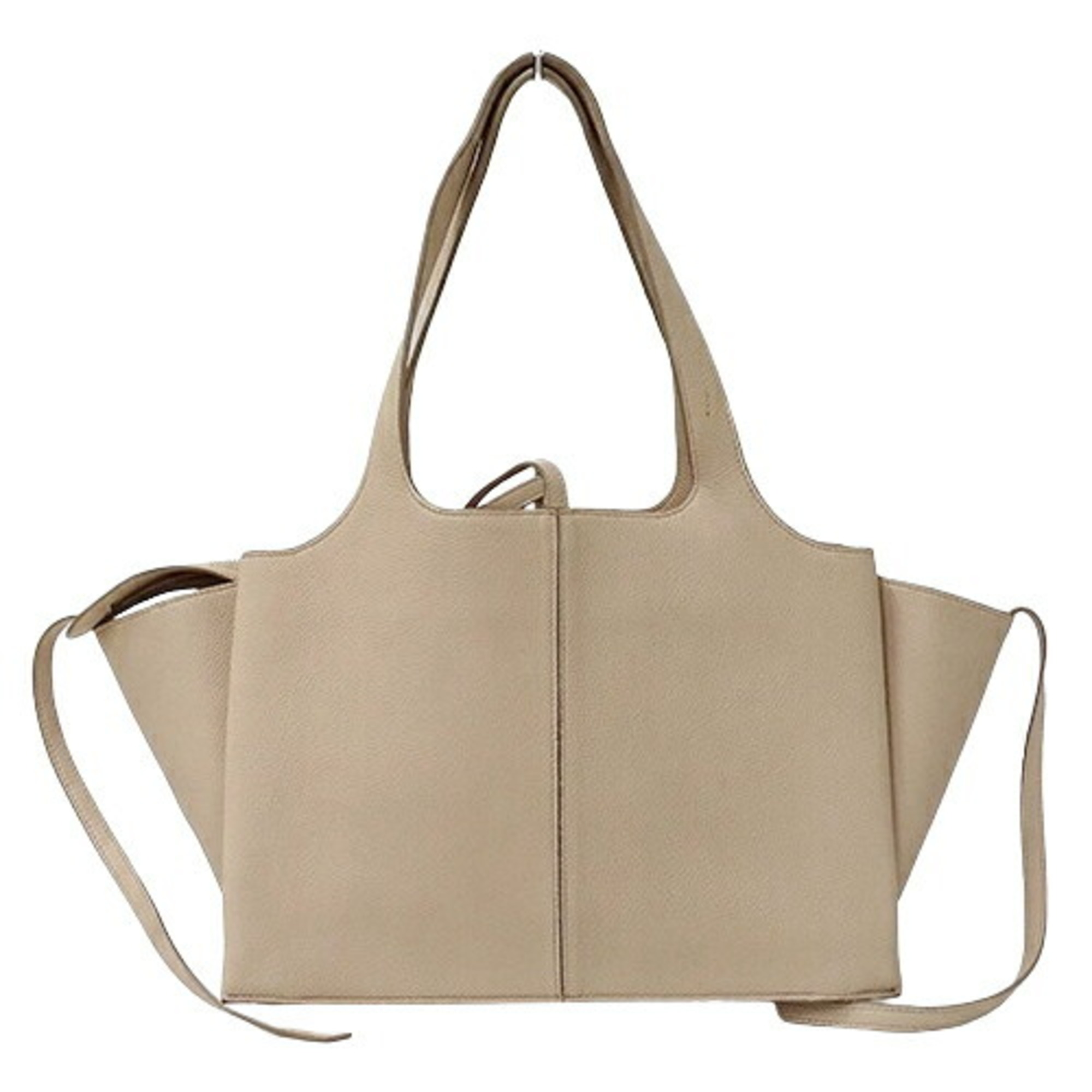 CELINE Women's Tote Bag Shoulder Leather Trifold Beige