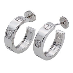 Cartier Earrings for Women 750WG Diamond Love White Gold Hoop Polished