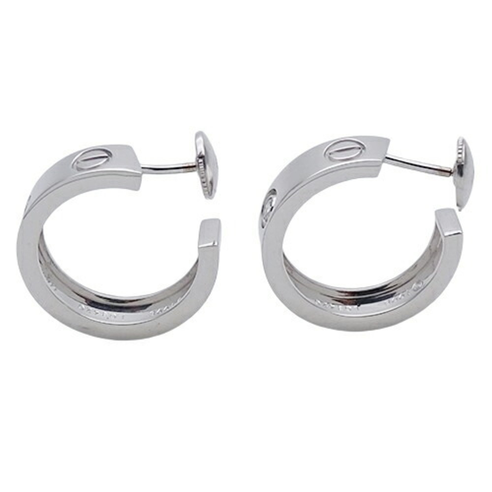 Cartier Earrings for Women 750WG Diamond Love White Gold Hoop Polished