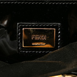 FENDI Peekaboo Regular Pecan Handbag Shoulder Bag 8BN290 Black Brown Mouton Enamel Women's