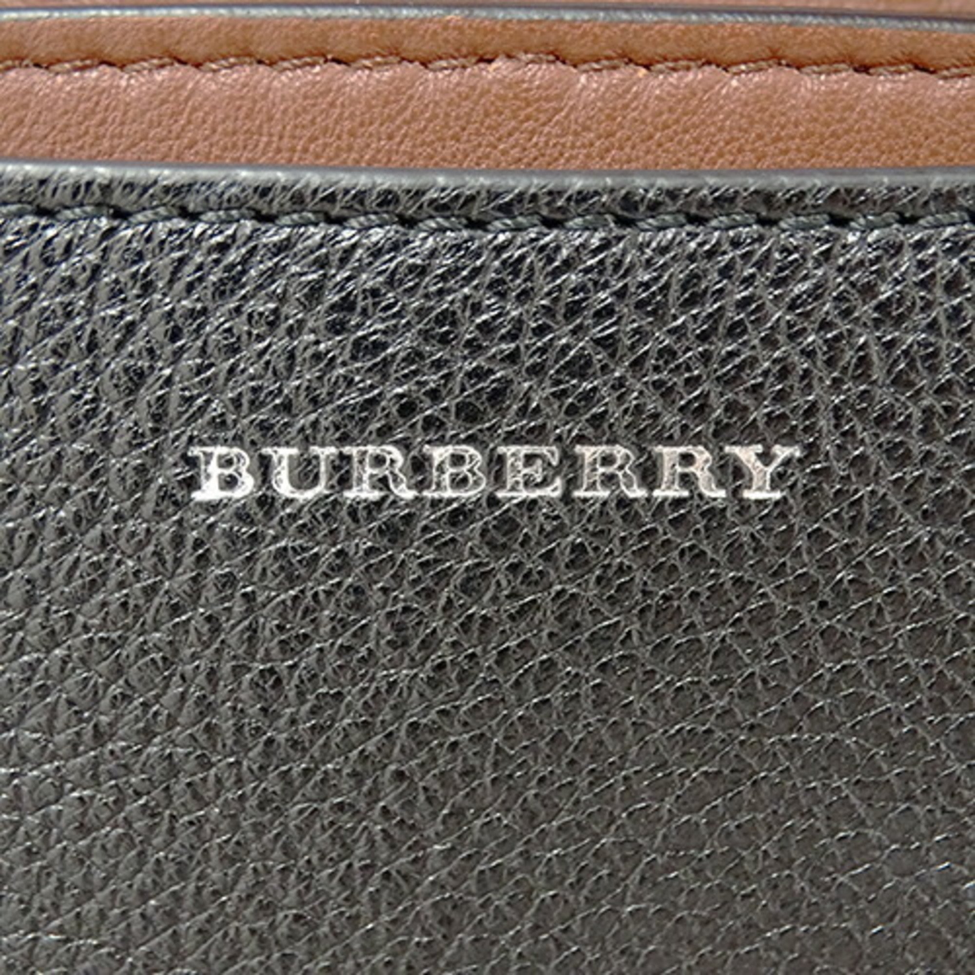 Burberry Bag Women's D-Ring Shoulder Calf Leather Brown Black Bicolor