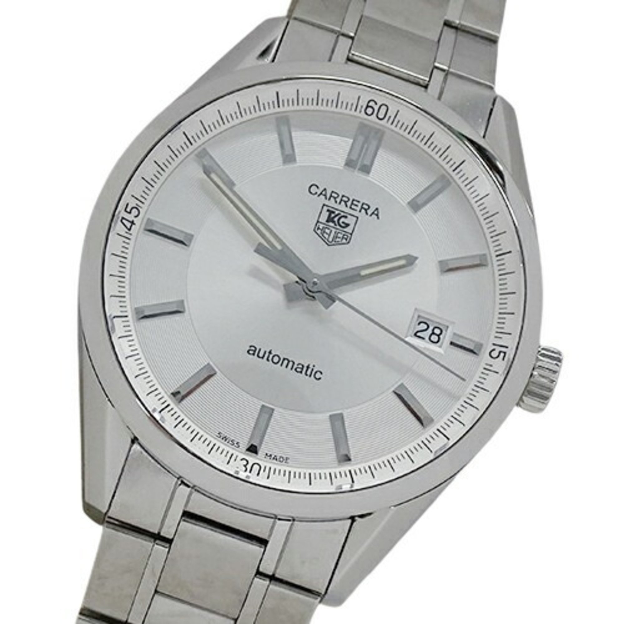 TAG Heuer Carrera WV211A-3 Watch Men's Date Caliber 5 Automatic AT Stainless Steel SS Silver Polished