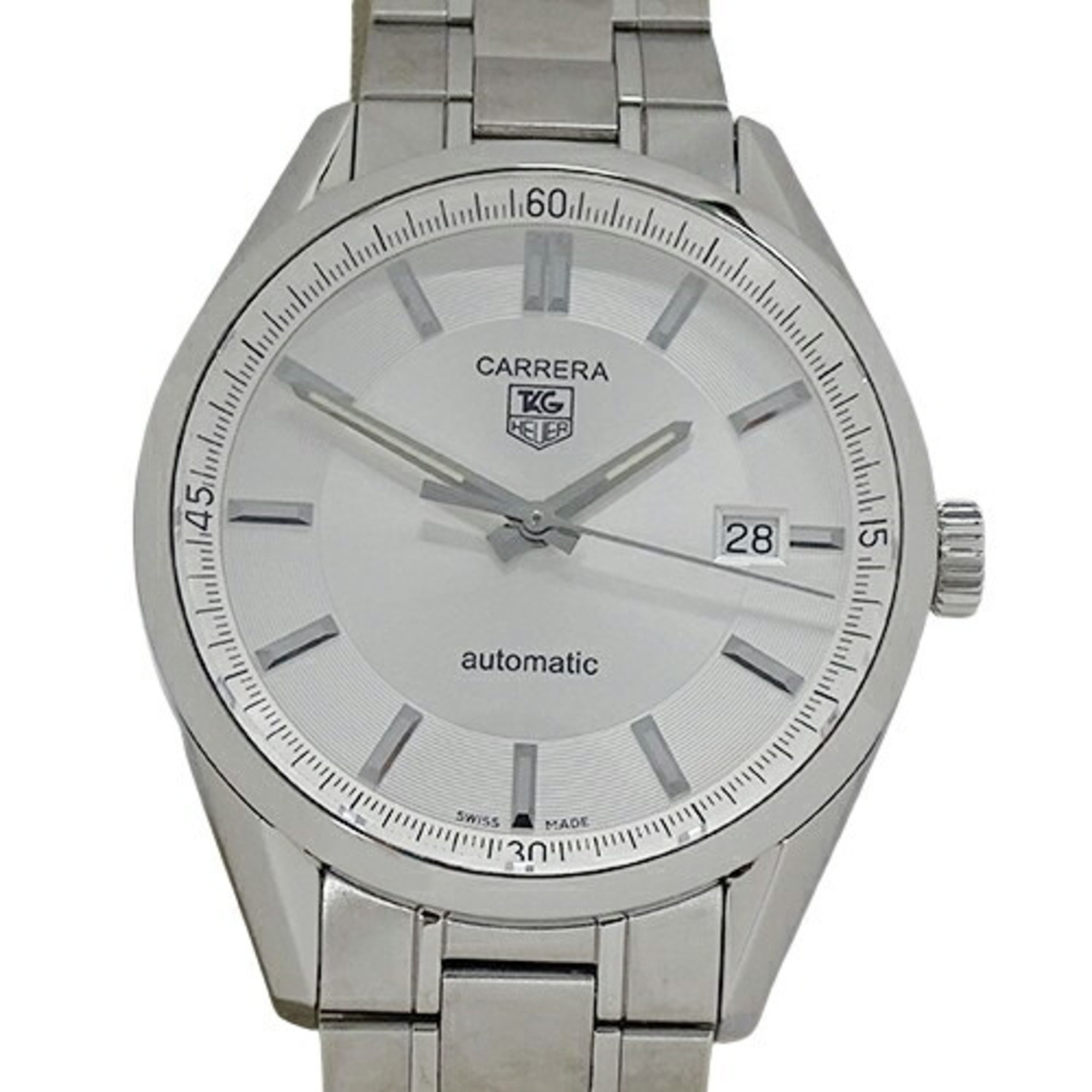 TAG Heuer Carrera WV211A-3 Watch Men's Date Caliber 5 Automatic AT Stainless Steel SS Silver Polished