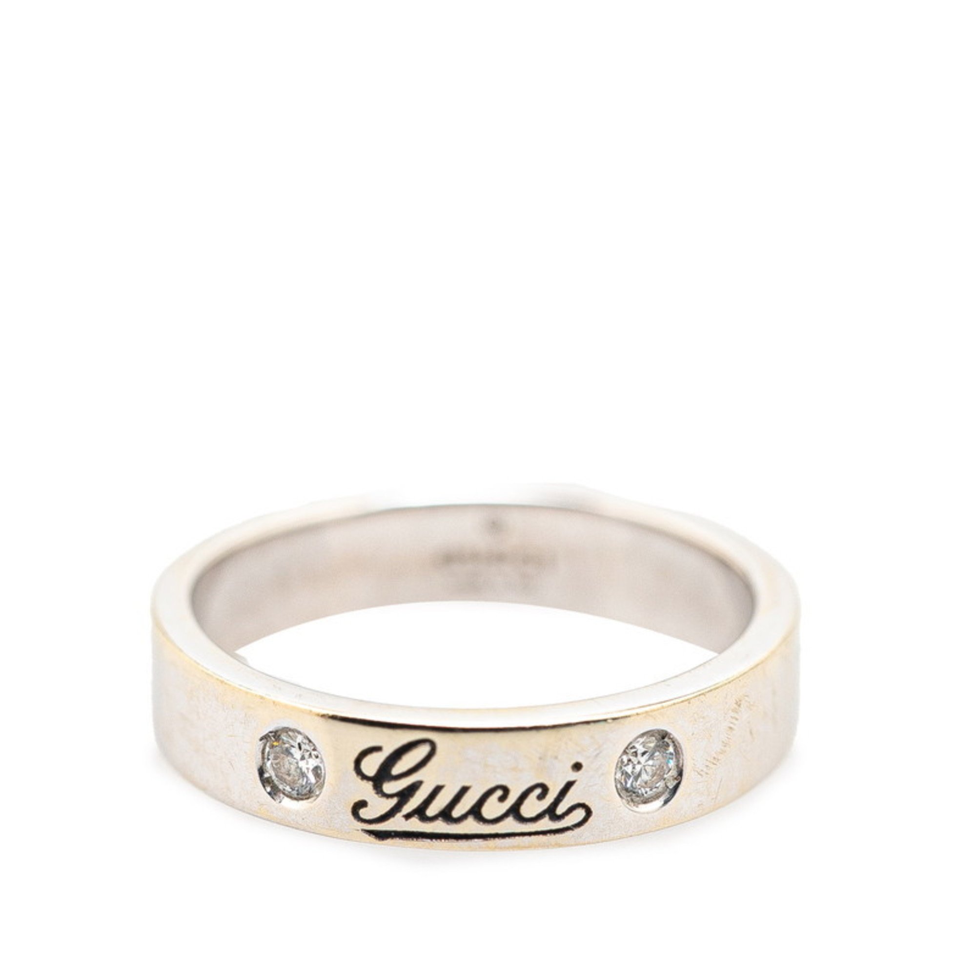 Gucci 2P Icon Print Ring K18WG White Gold Women's GUCCI