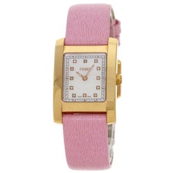 FENDI 7000L Classico 12P Diamond Watch PGP Leather Women's