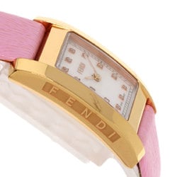 FENDI 7000L Classico 12P Diamond Watch PGP Leather Women's