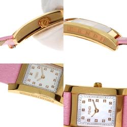 FENDI 7000L Classico 12P Diamond Watch PGP Leather Women's