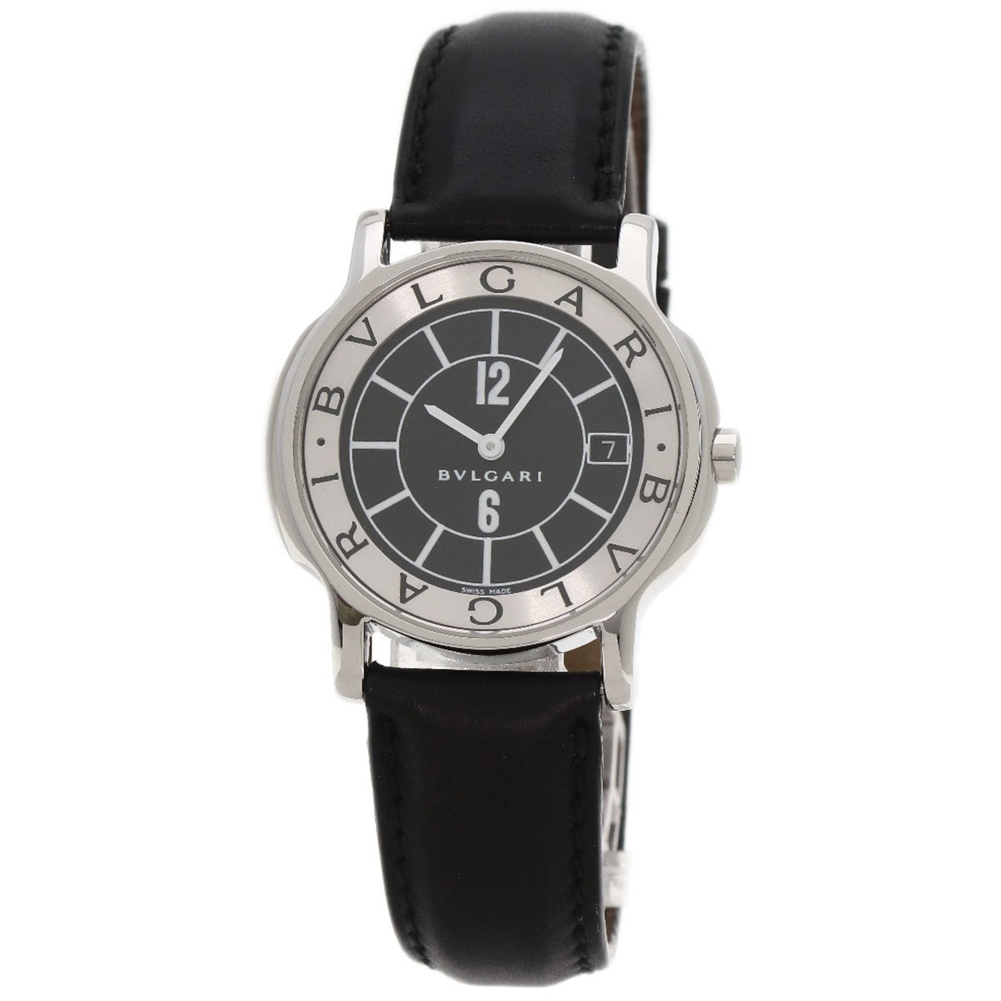 BVLGARI ST35 Solotempo Watch Stainless Steel Leather Men's