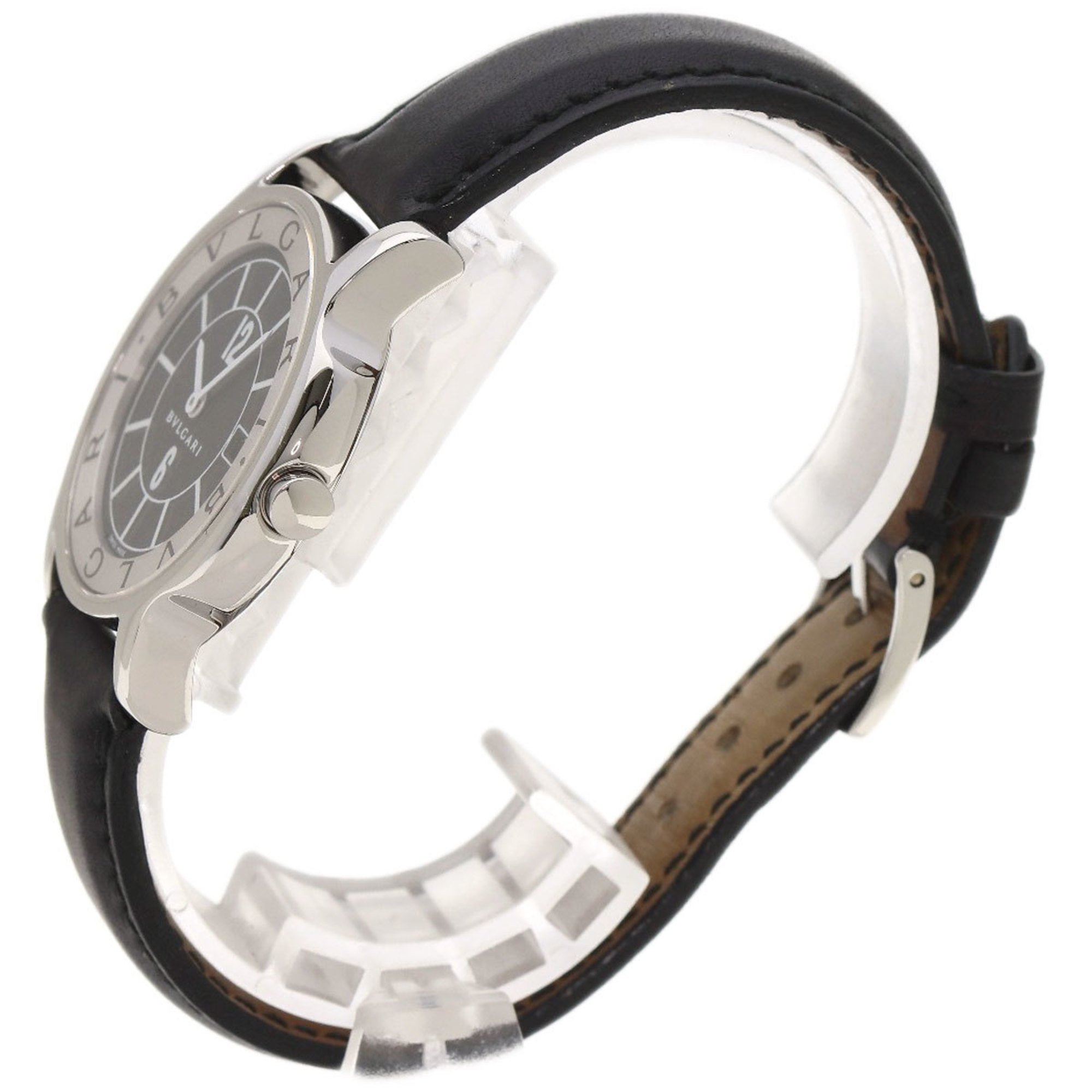 BVLGARI ST35 Solotempo Watch Stainless Steel Leather Men's