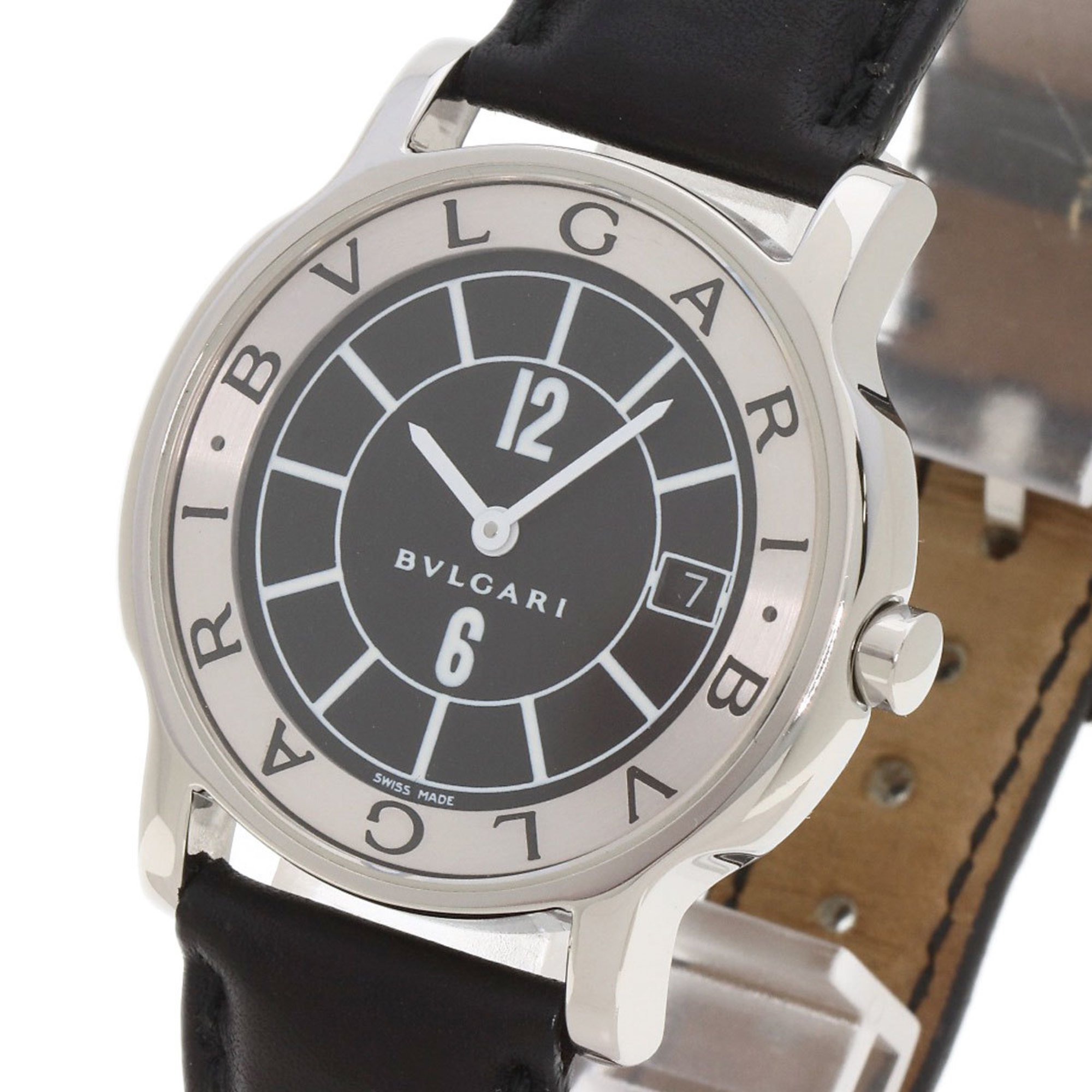 BVLGARI ST35 Solotempo Watch Stainless Steel Leather Men's