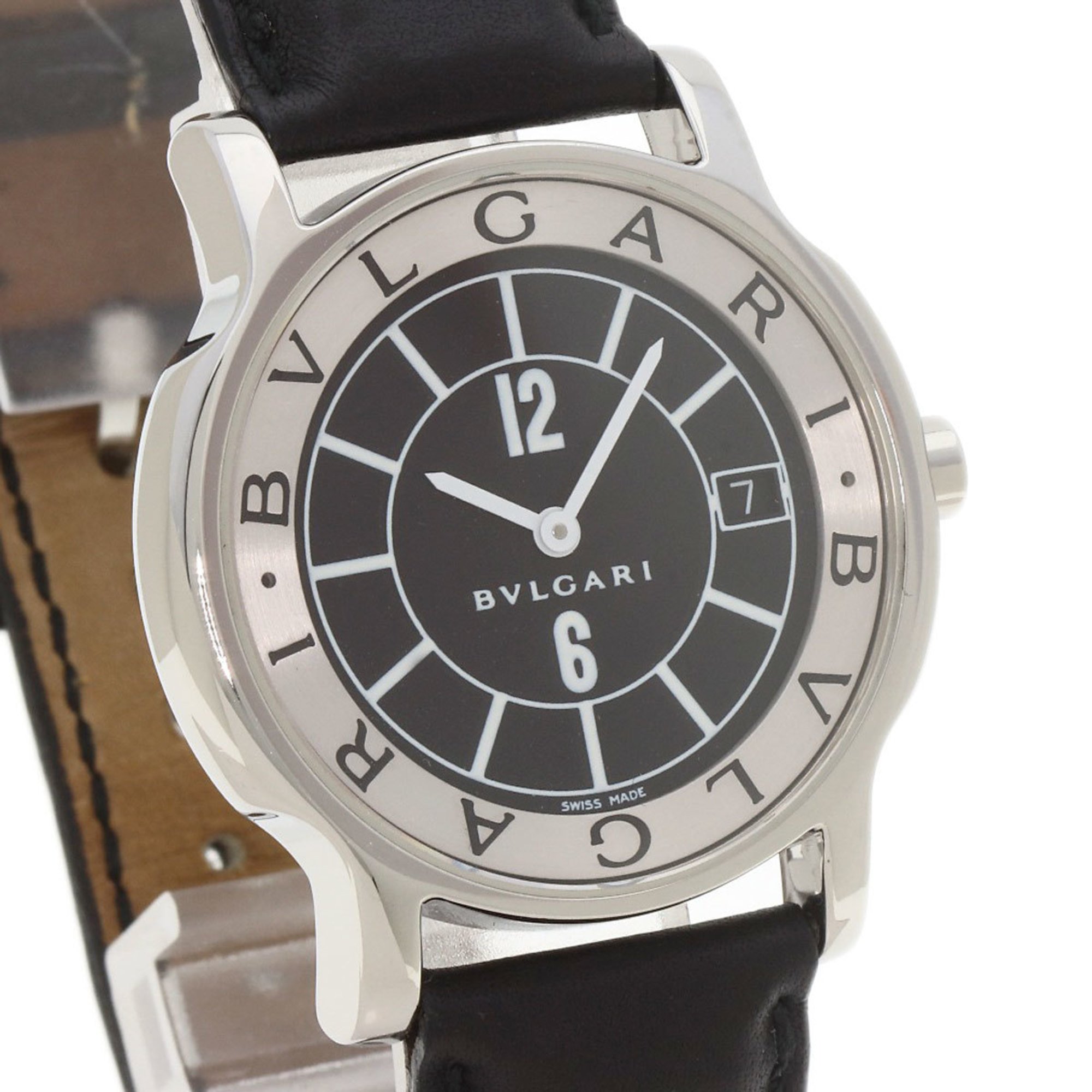 BVLGARI ST35 Solotempo Watch Stainless Steel Leather Men's