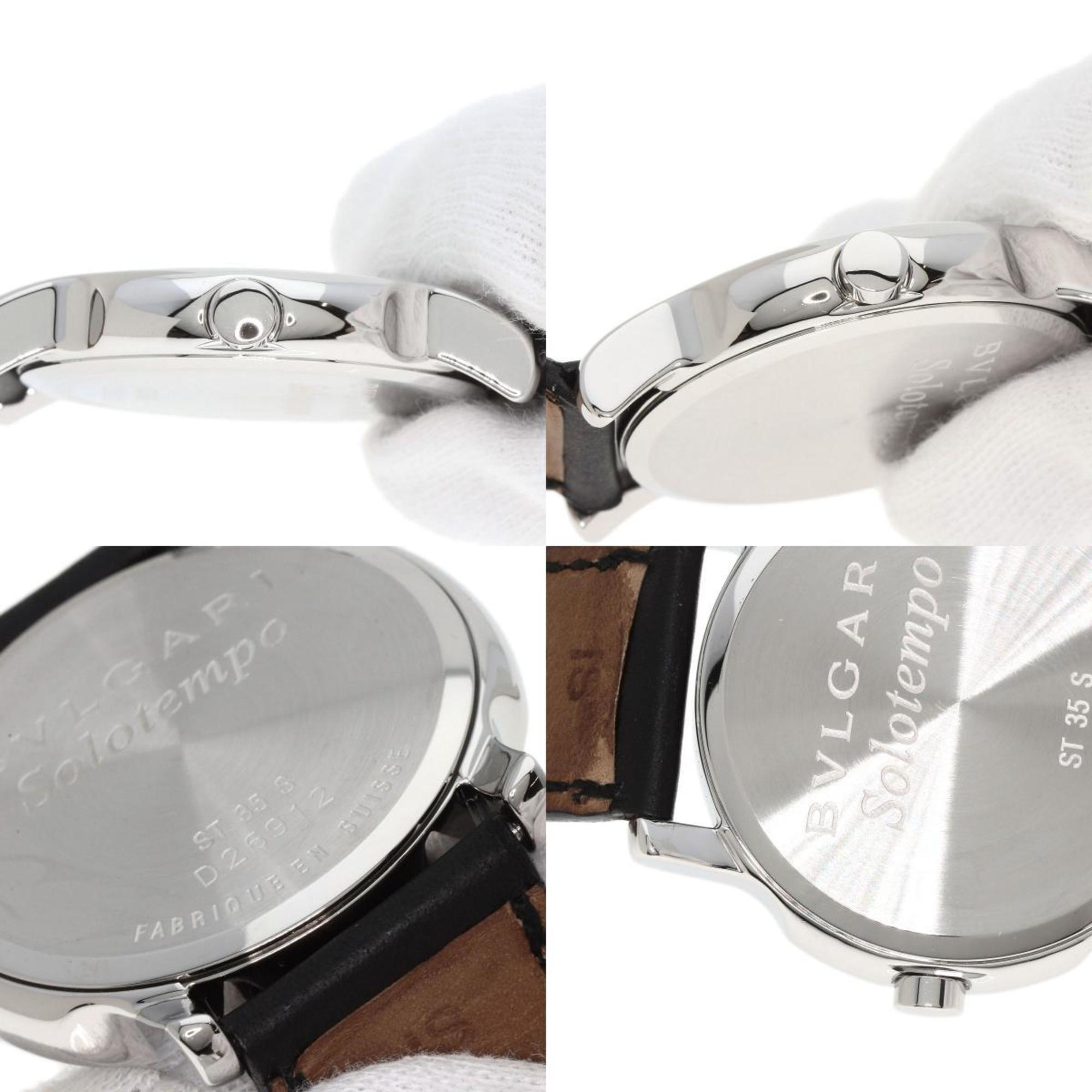 BVLGARI ST35 Solotempo Watch Stainless Steel Leather Men's