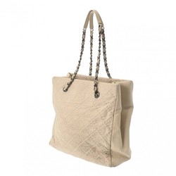 CHANEL Chain Tote Beige Women's Leather Bag