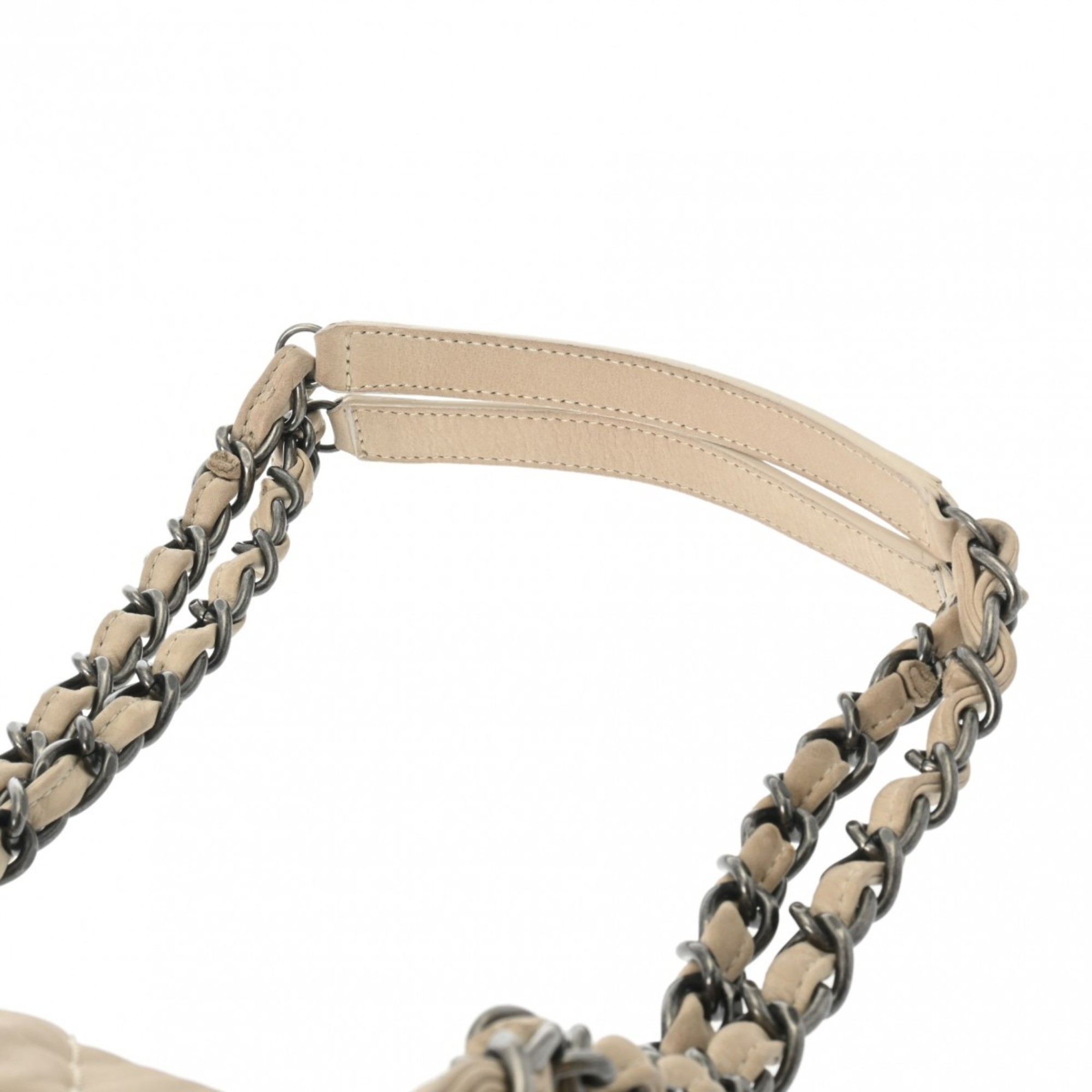 CHANEL Chain Tote Beige Women's Leather Bag