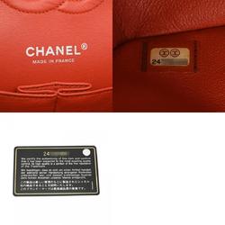 CHANEL Chanel Matelasse Chain Shoulder Double Flap 25cm Orange A01112 Women's Caviar Skin Bag