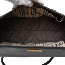 Burberry Nova Check Handbag Black Leather Women's BURBERRY