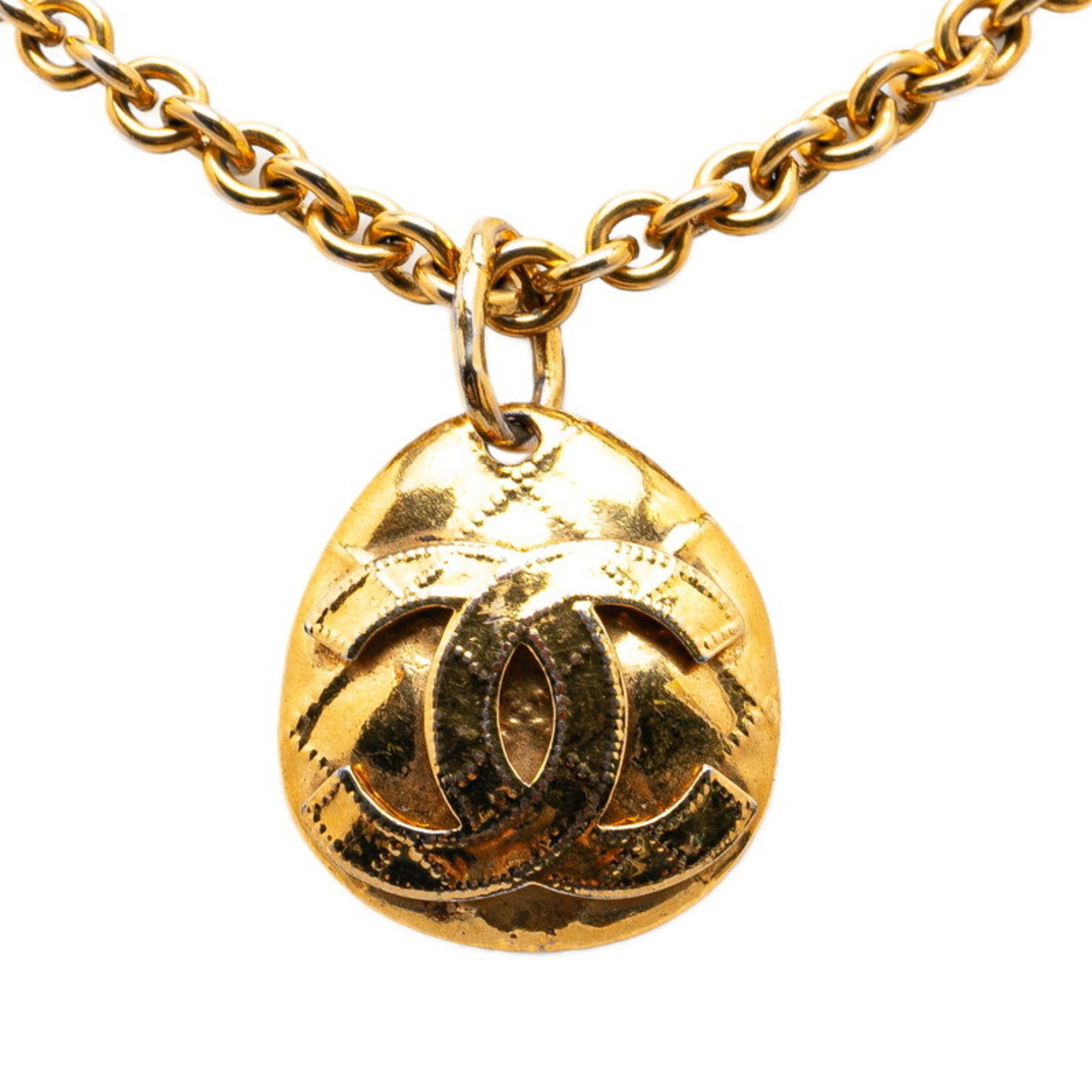 Chanel Coco Mark Stitch Necklace Gold Plated Women's CHANEL