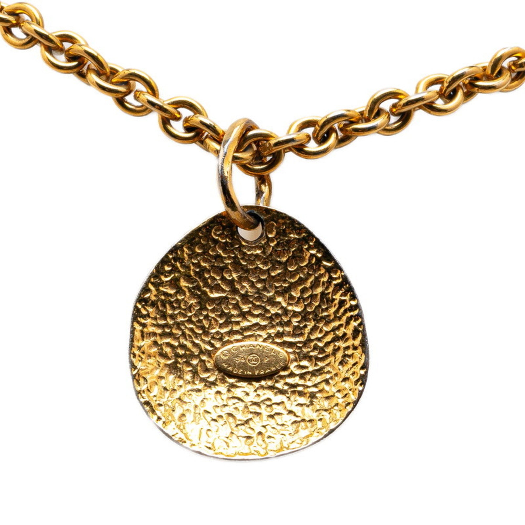 Chanel Coco Mark Stitch Necklace Gold Plated Women's CHANEL