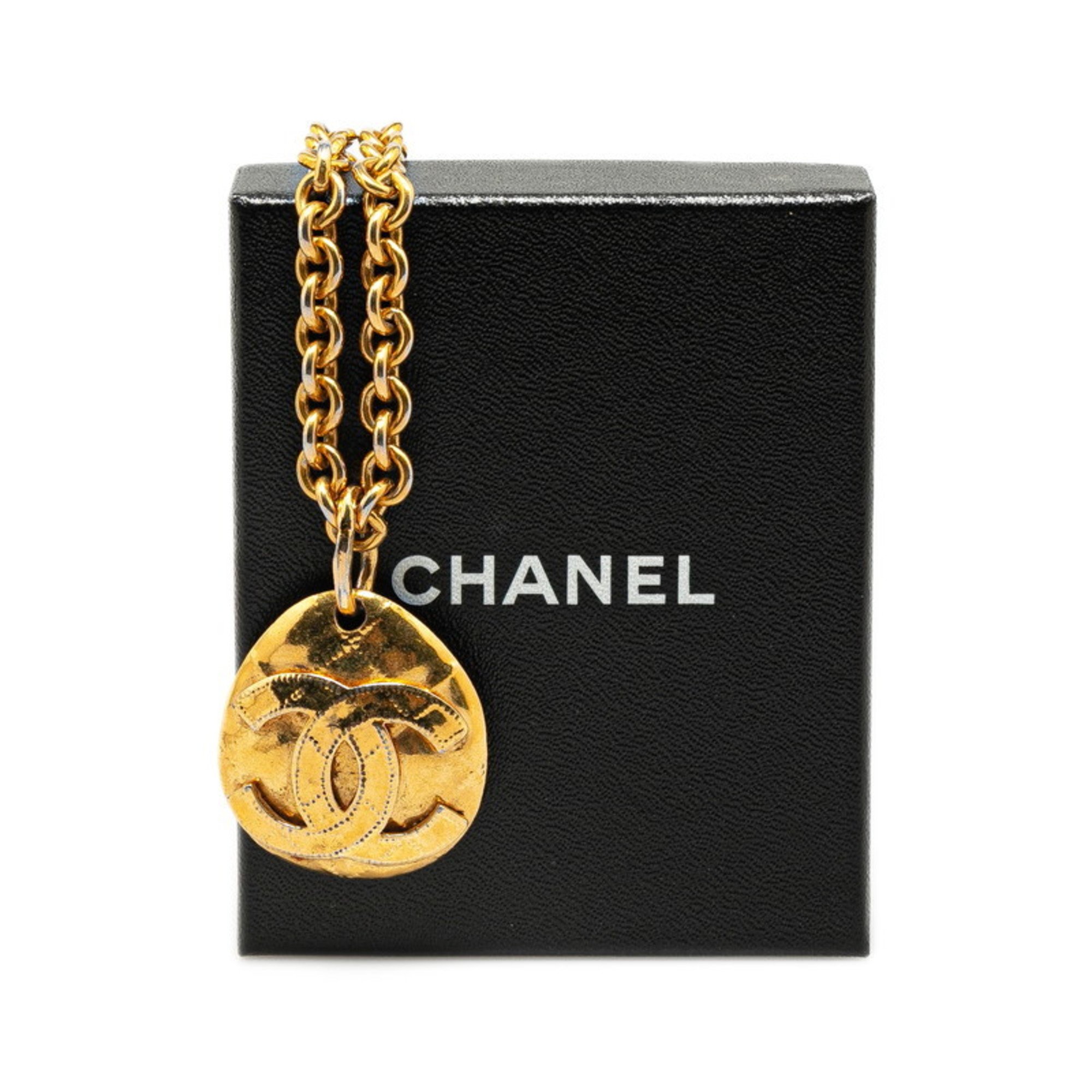 Chanel Coco Mark Stitch Necklace Gold Plated Women's CHANEL