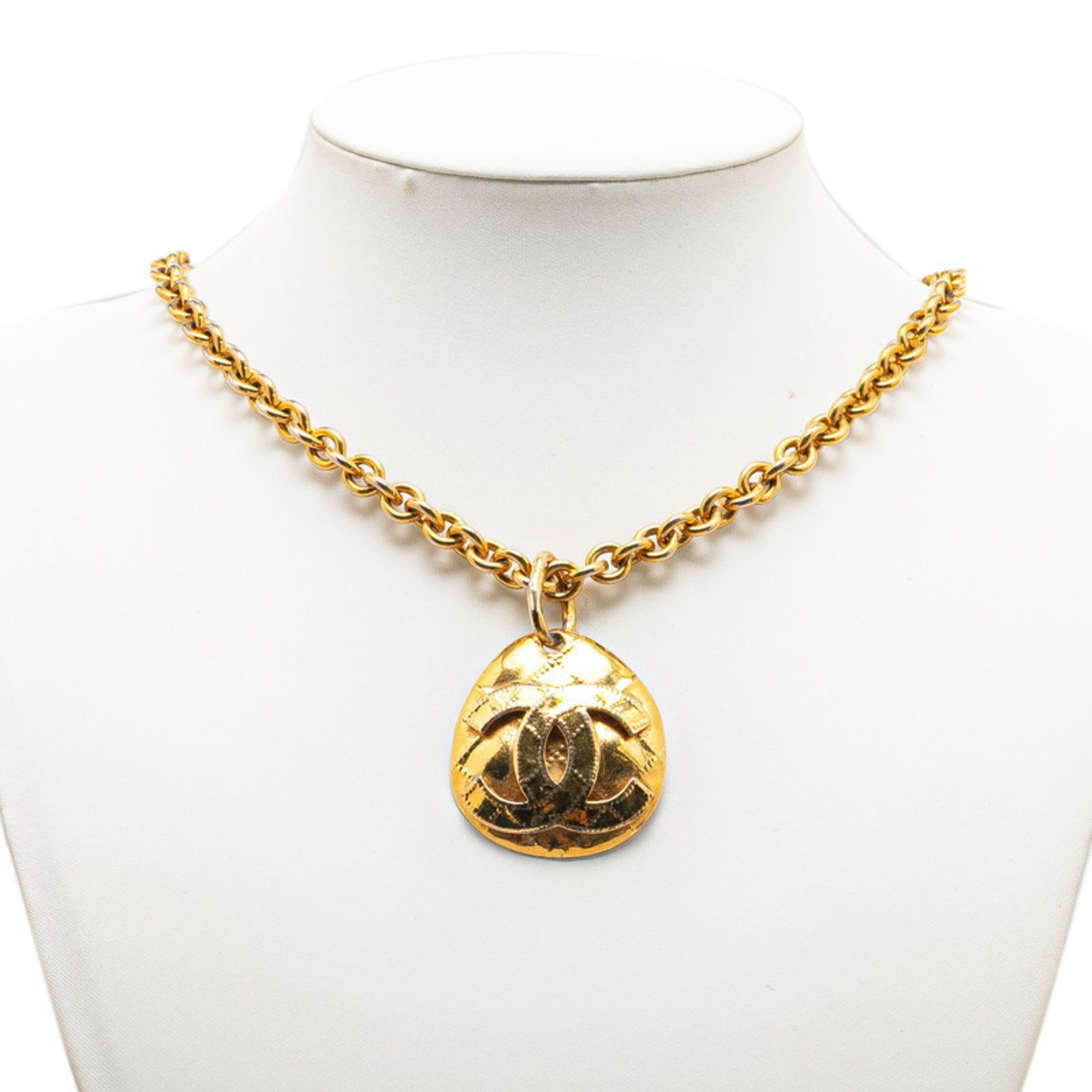 Chanel Coco Mark Stitch Necklace Gold Plated Women's CHANEL