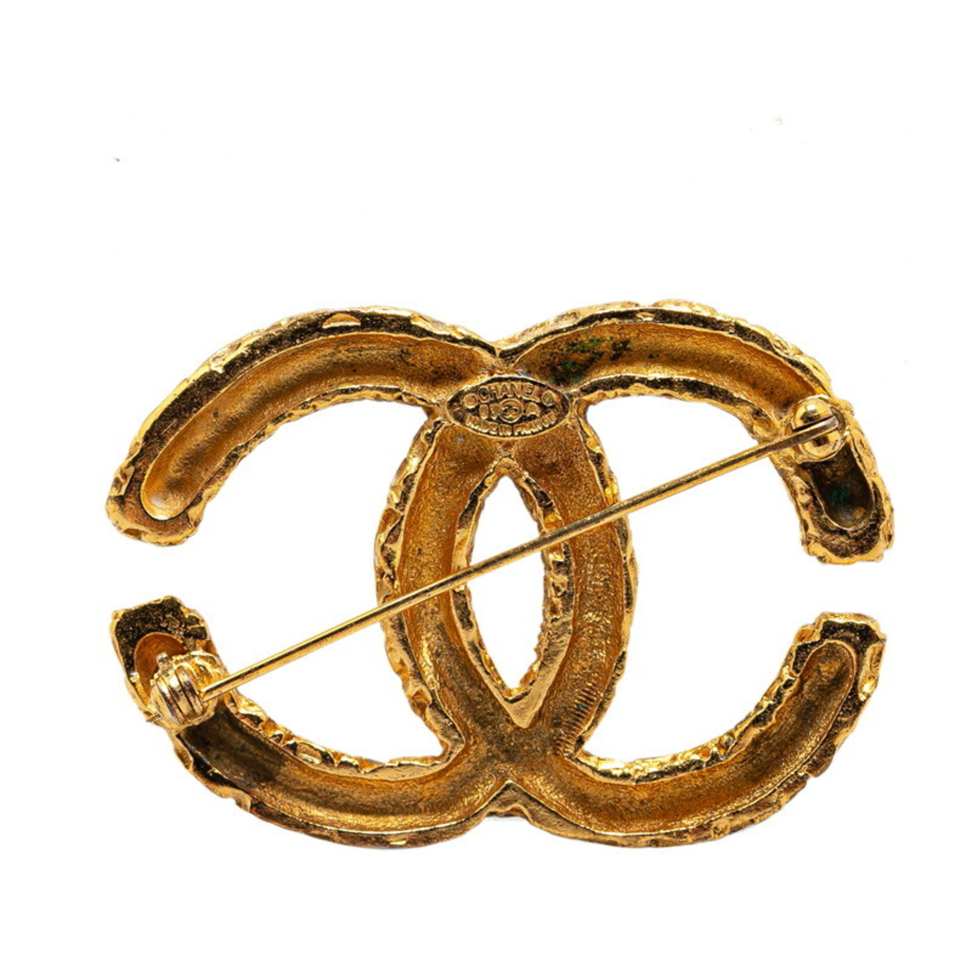 Chanel Lava Yogan Coco Mark Brooch Gold Plated Women's CHANEL