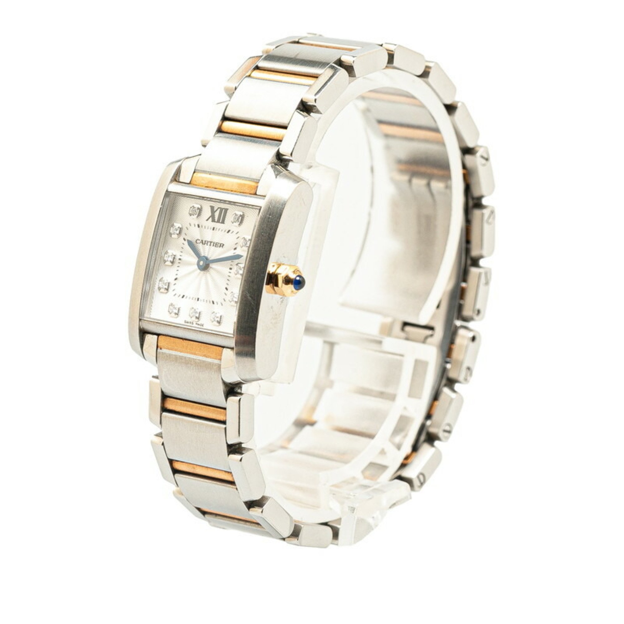 Cartier Tank Francaise SM 11P Watch WE110004 Quartz White Dial Stainless Steel K18PG Pink Gold Combination Women's CARTIER