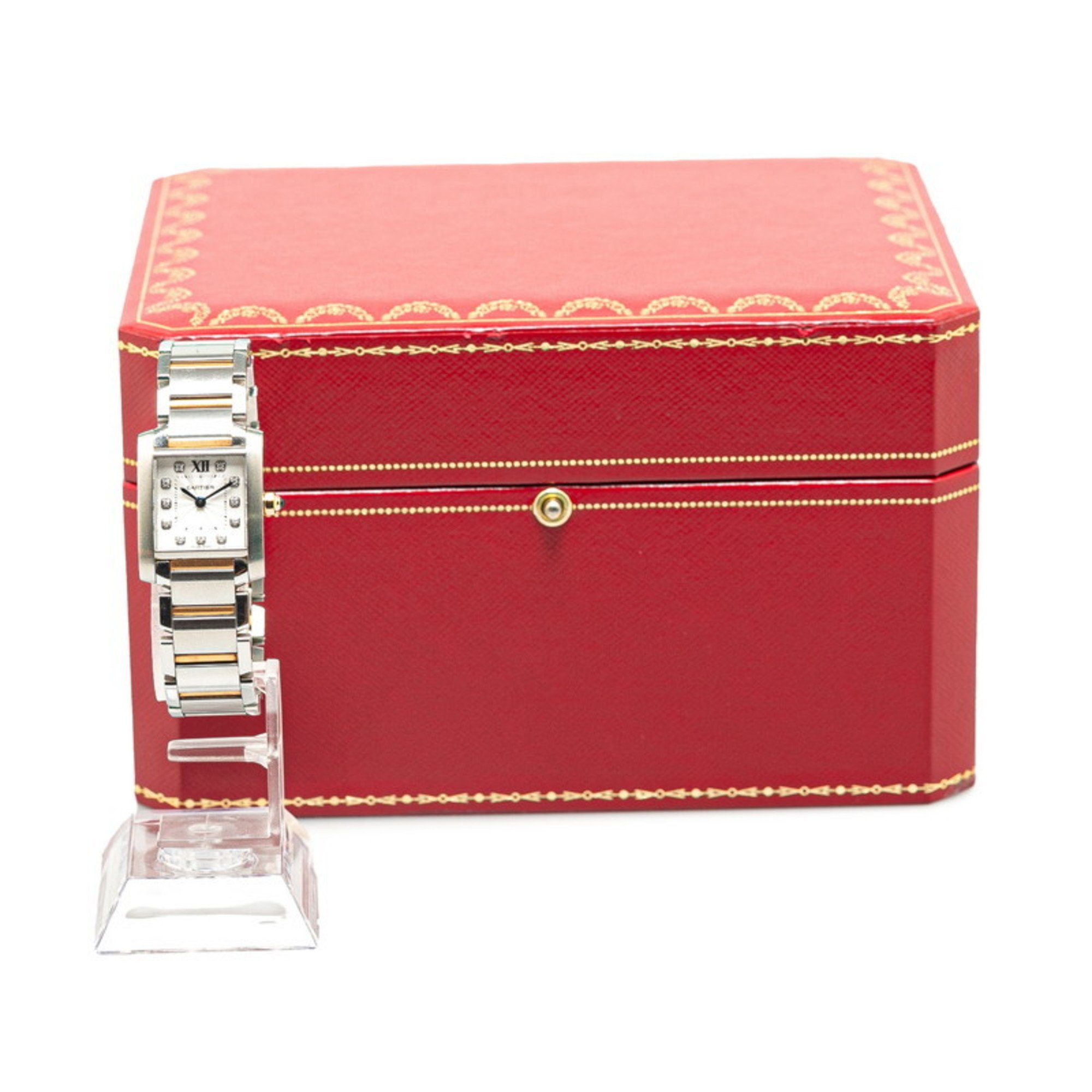 Cartier Tank Francaise SM 11P Watch WE110004 Quartz White Dial Stainless Steel K18PG Pink Gold Combination Women's CARTIER