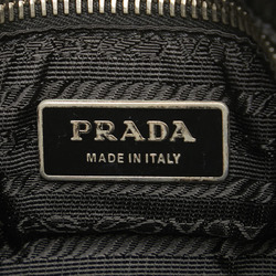 Prada Triangle Plate Handbag Black Nylon Leather Women's PRADA