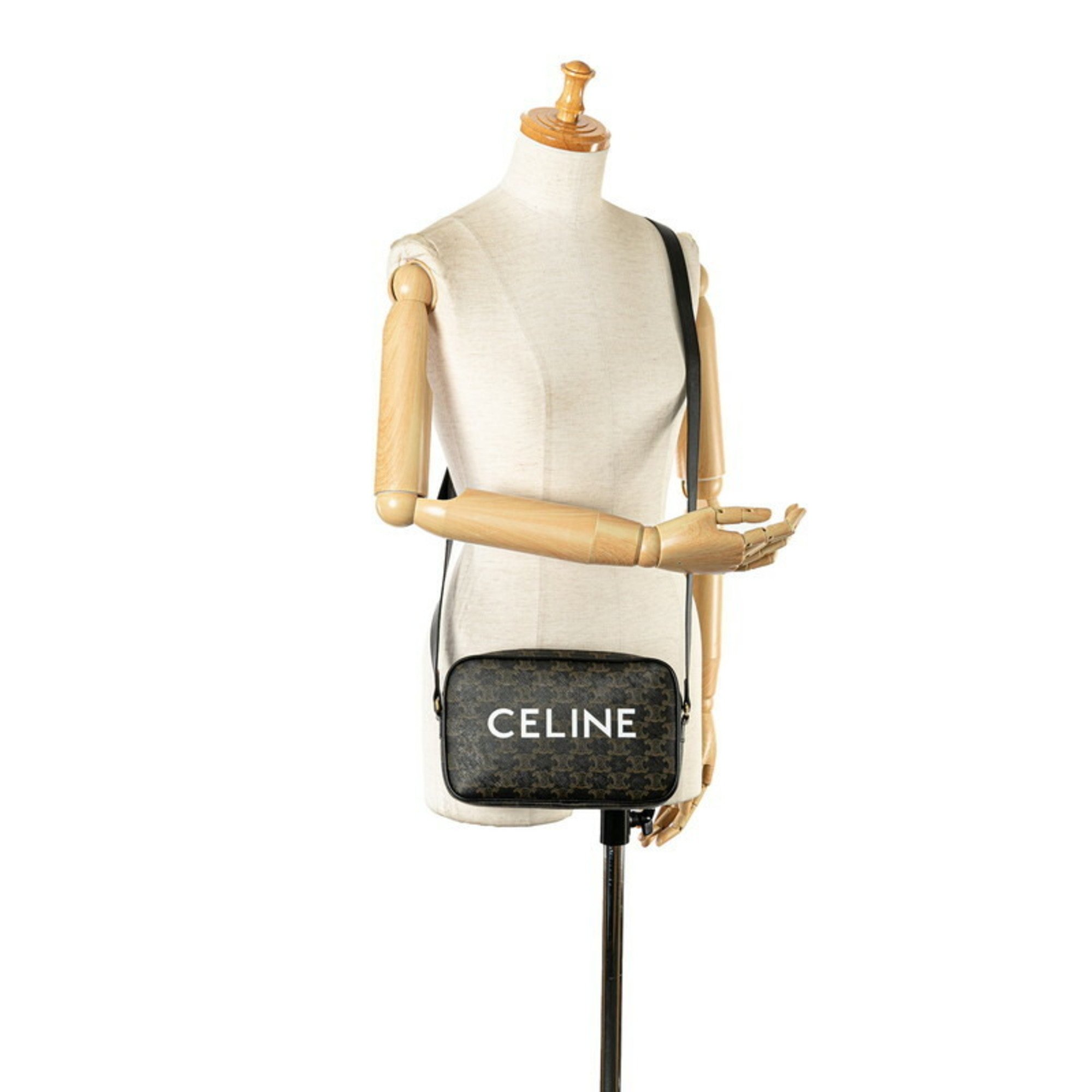 Celine Macadam Trion Bag Shoulder Black PVC Leather Women's CELINE