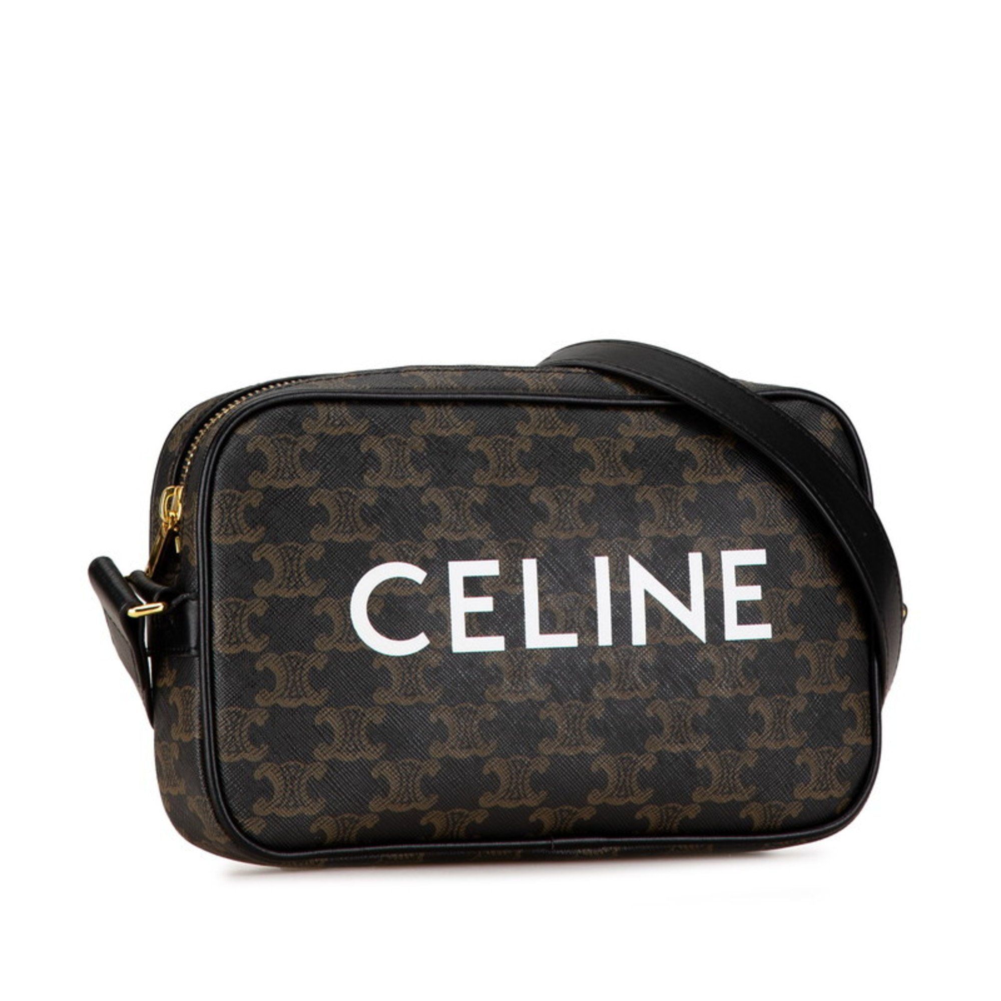 Celine Macadam Trion Bag Shoulder Black PVC Leather Women's CELINE