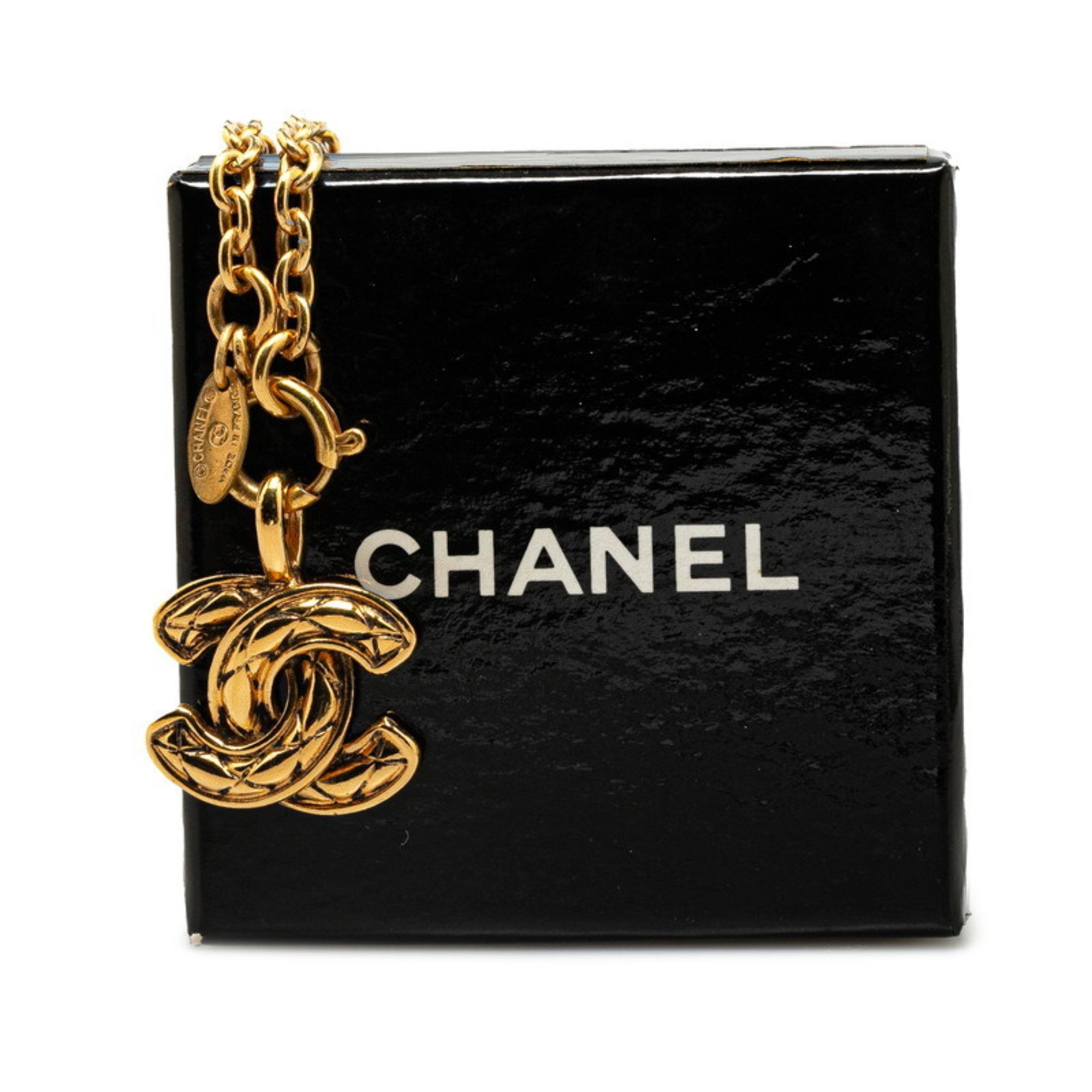 Chanel Coco Mark Matelasse Necklace Gold Plated Women's CHANEL