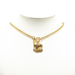 Chanel Coco Mark Matelasse Necklace Gold Plated Women's CHANEL