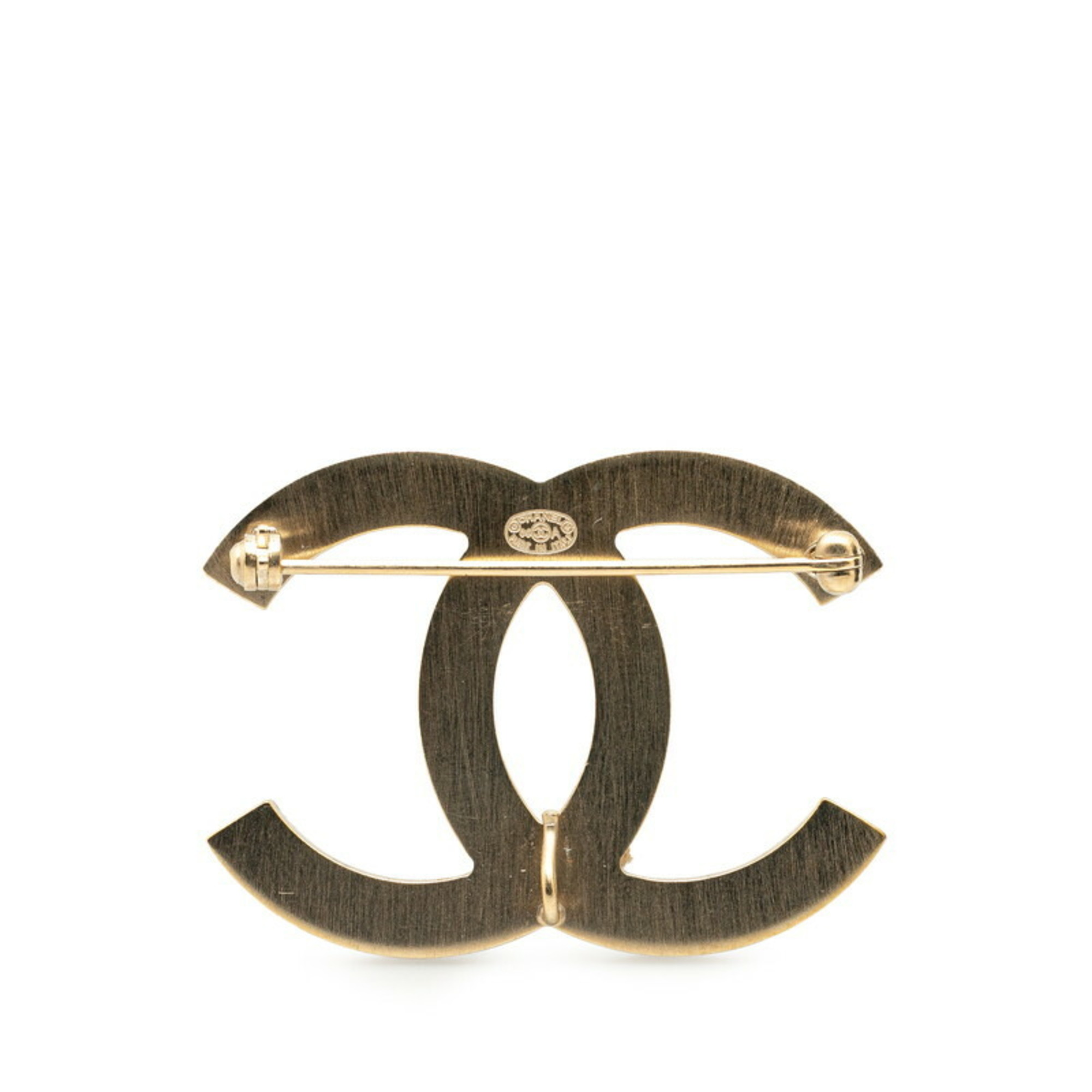 Chanel Coco Mark Corsage Lace Brooch Gold Black Plated Women's CHANEL