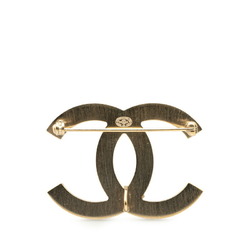 Chanel Coco Mark Corsage Lace Brooch Gold Black Plated Women's CHANEL