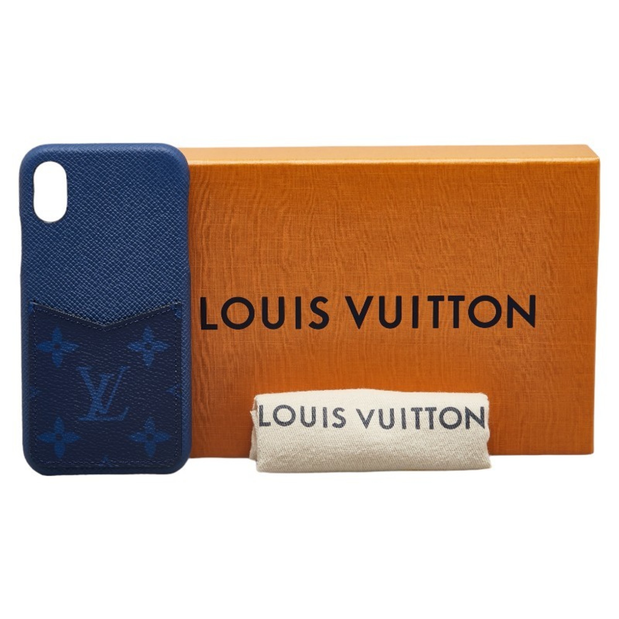 Louis Vuitton Monogram Taiga Rama iPhone Case X/Xs M30273 Blue Leather Women's LOUIS VUITTON