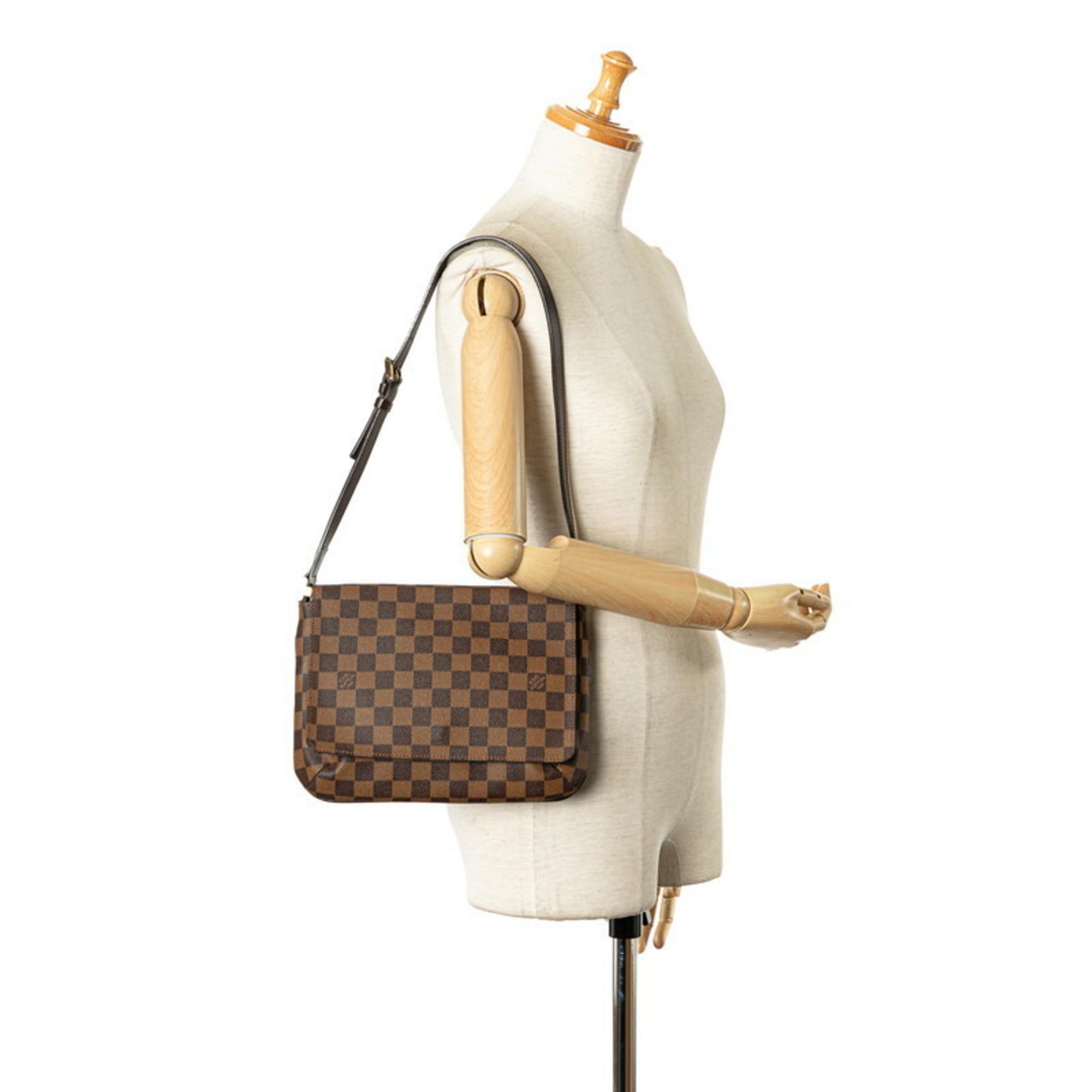 Louis Vuitton Damier Musette Tango Shoulder Bag N51301 Brown PVC Leather Women's LOUIS VUITTON