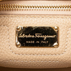 Salvatore Ferragamo Amy Gancini Handbag Shoulder Bag EE-21F478 Beige Leather Women's