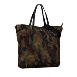 Prada Triangle Plate Camouflage Handbag Shoulder Bag B2600A Khaki Green Nylon Leather Women's PRADA