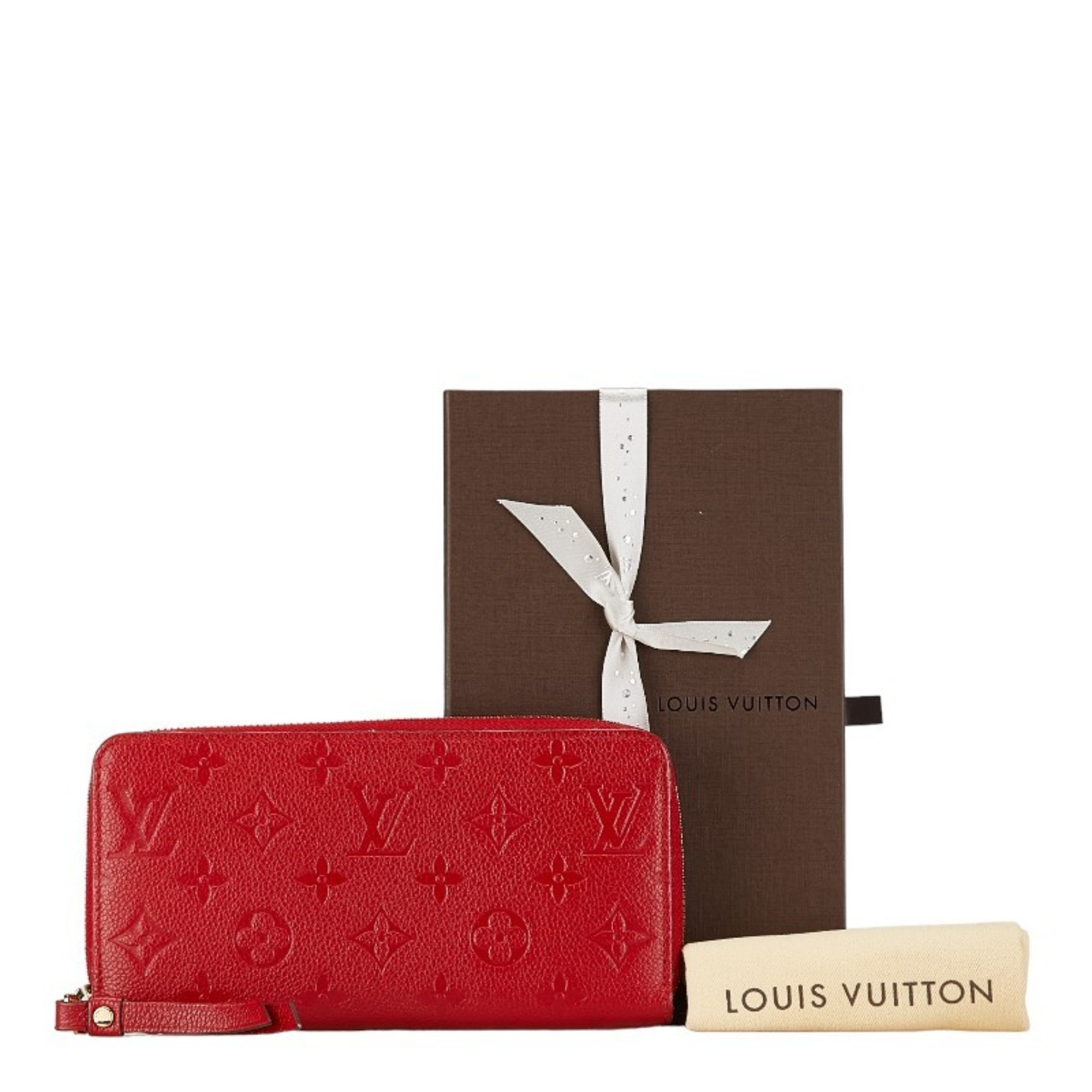 Louis Vuitton Monogram Empreinte Portefeuille Clemence Zippy Wallet Long M63698 Red Orian Leather Women's LOUIS VUITTON