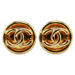 Chanel Coco Mark Earrings Gold Plated Women's CHANEL