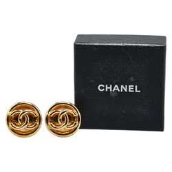 Chanel Coco Mark Earrings Gold Plated Women's CHANEL