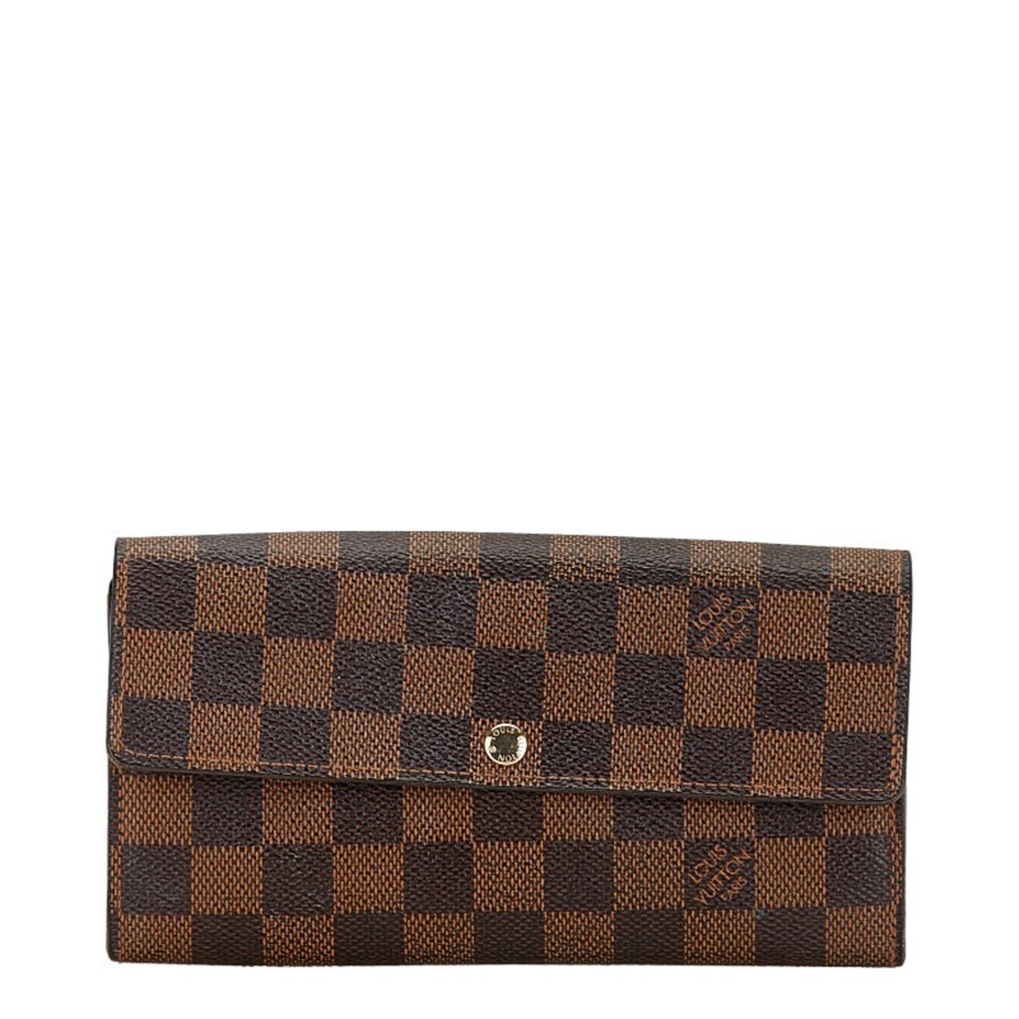 Louis Vuitton Damier Pochette Porte Monnaie Credit Long Wallet N61724 Brown PVC Leather Women's LOUIS VUITTON