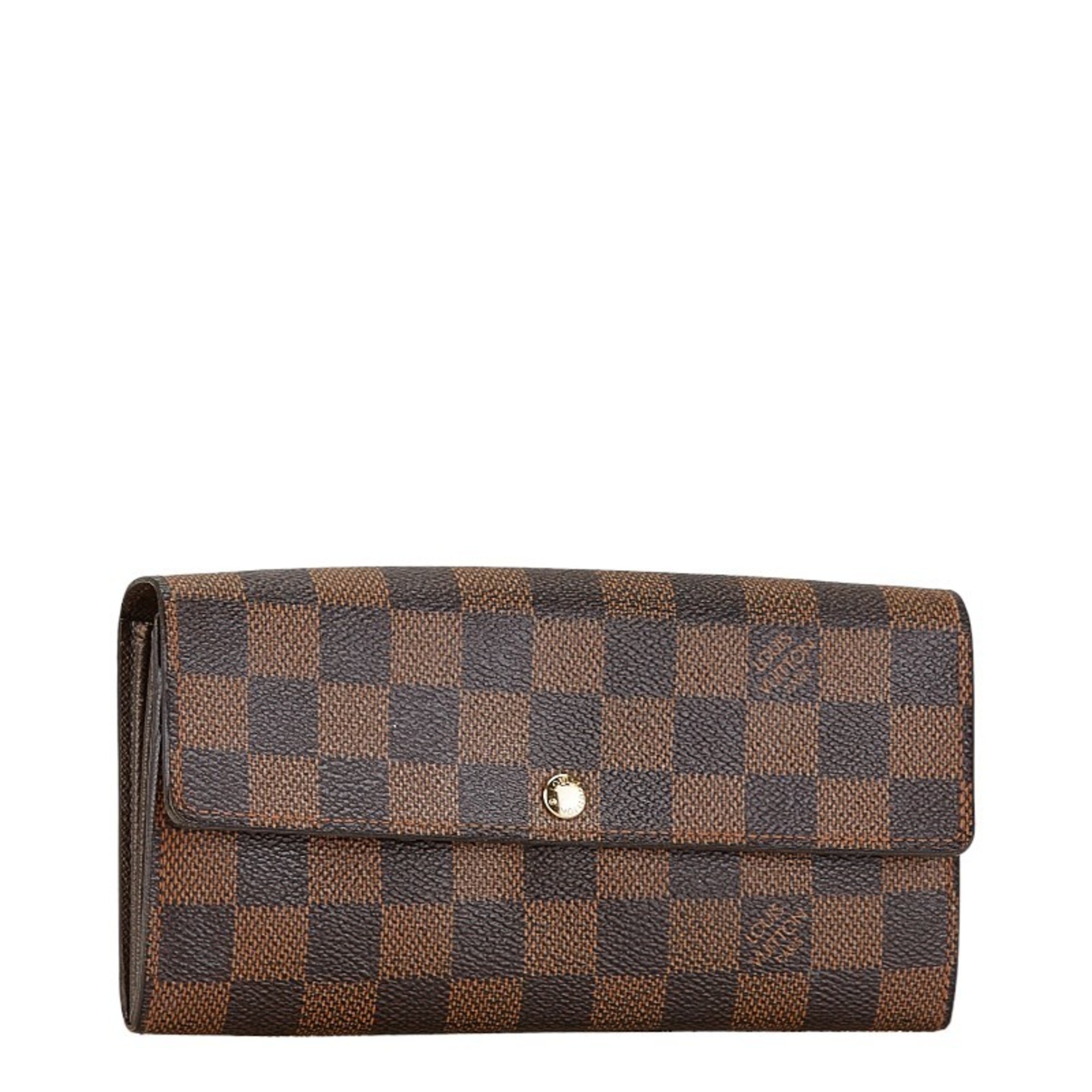 Louis Vuitton Damier Pochette Porte Monnaie Credit Long Wallet N61724 Brown PVC Leather Women's LOUIS VUITTON