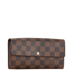 Louis Vuitton Damier Pochette Porte Monnaie Credit Long Wallet N61724 Brown PVC Leather Women's LOUIS VUITTON